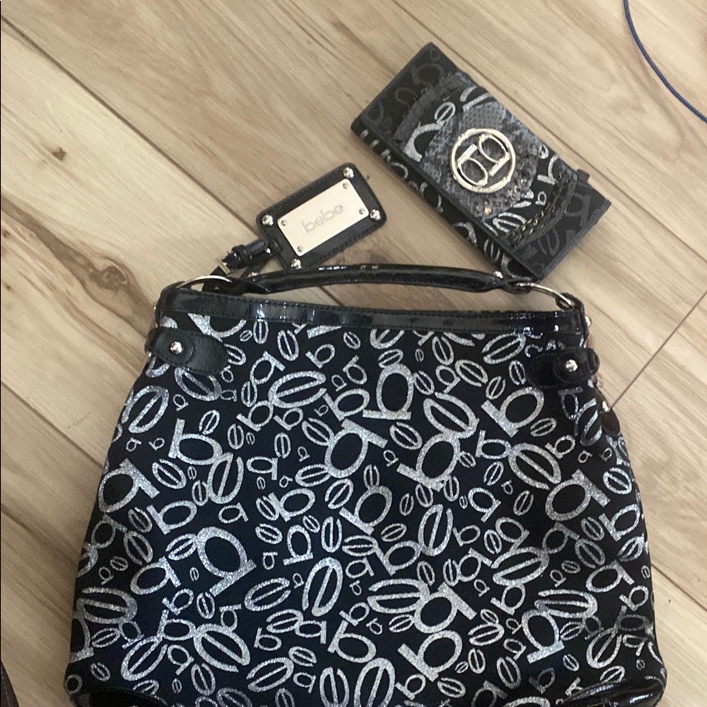 Black and Silver  Bebe Women's Bag w/ wallet